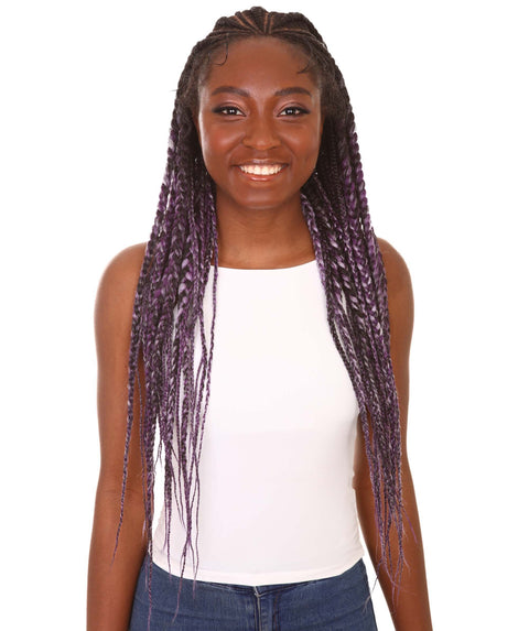 Estelita Black, Violet and Lilac Blend Cornrow Box Braided Wig