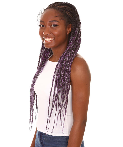 Estelita Black, Violet and Lilac Blend Cornrow Box Braided Wig