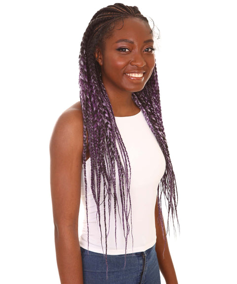 Estelita Black, Violet and Lilac Blend Cornrow Box Braided Wig