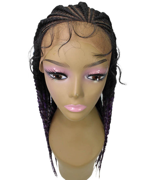 Estelita Black, Violet and Lilac Blend Cornrow Box Braided Wig