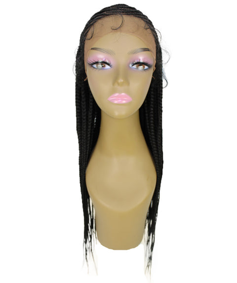 Malika Natural Black Cornrow Braided Wig