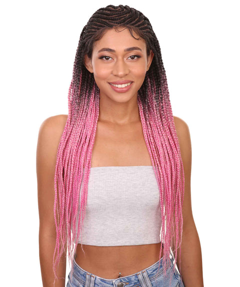 Malika Dark Pink Ombre Cornrow Braided Wig