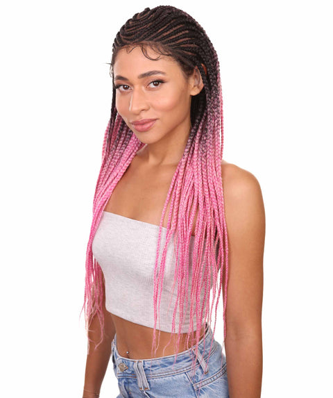 Malika Dark Pink Ombre Cornrow Braided Wig