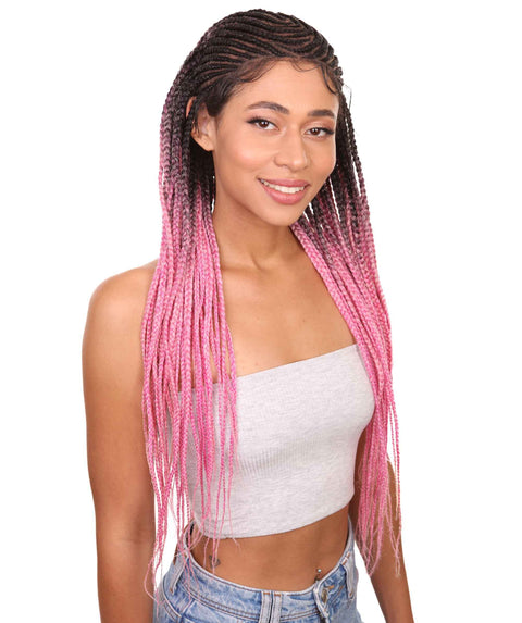 Malika Dark Pink Ombre Cornrow Braided Wig