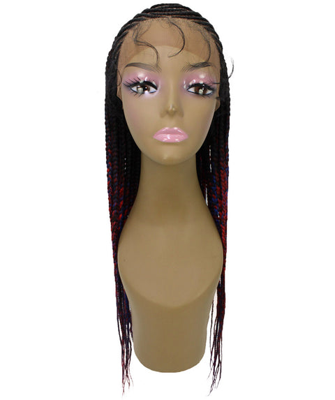 Malika Black, Red and Blue Blend Cornrow Braided Wig