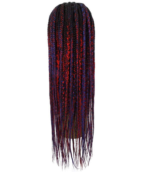 Malika Black, Red and Blue Blend Cornrow Braided Wig