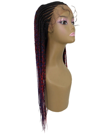 Malika Black, Red and Blue Blend Cornrow Braided Wig