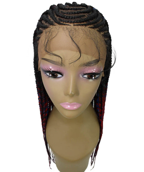 Malika Black, Red and Blue Blend Cornrow Braided Wig