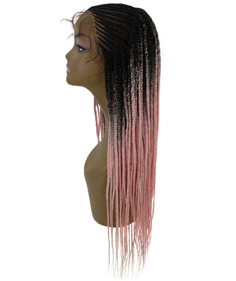 Shanelle Light Pink Ombre Micro Cornrow Braided Wig