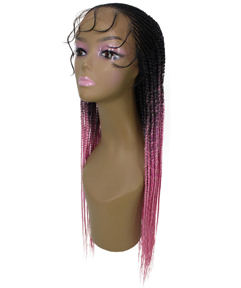 Shanelle Dark Pink Ombre Micro Cornrow Braided Wig