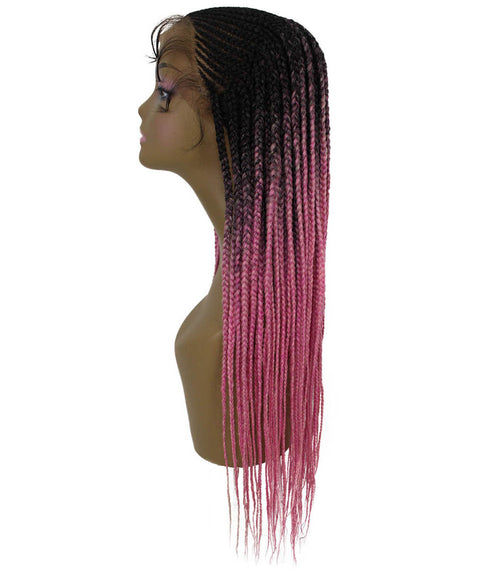 Shanelle Dark Pink Ombre Micro Cornrow Braided Wig