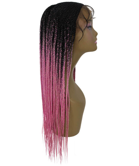 Shanelle Dark Pink Ombre Micro Cornrow Braided Wig