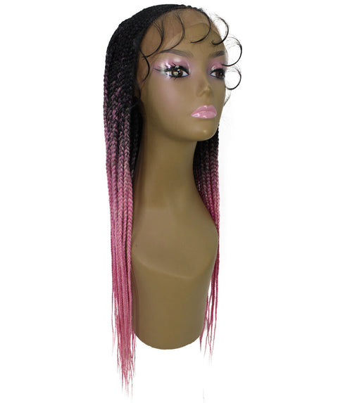 Shanelle Dark Pink Ombre Micro Cornrow Braided Wig