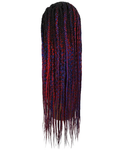 Aina Black, Red and Blue Blend Cornrow Swiss Braided Wig 