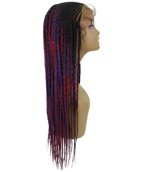 Aina Black, Red and Blue Blend Cornrow Swiss Braided Wig 
