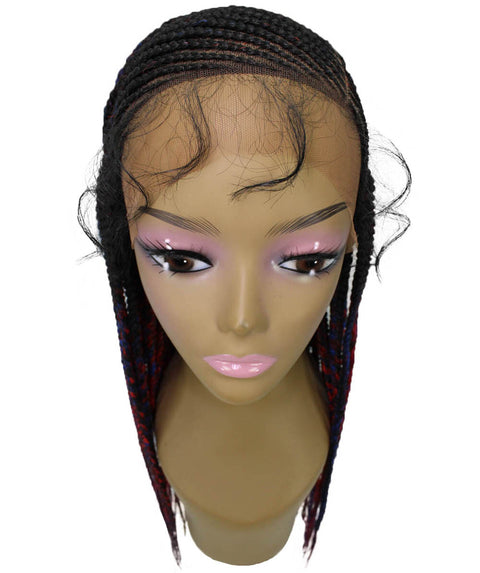 Aina Black, Red and Blue Blend Cornrow Swiss Braided Wig 