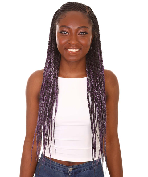 Aina Black, Violet and Lilac Blend Cornrow Swiss Braided Wig 