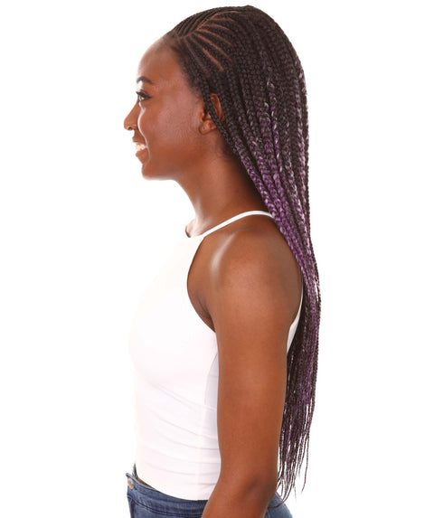 Aina Black, Violet and Lilac Blend Cornrow Swiss Braided Wig 
