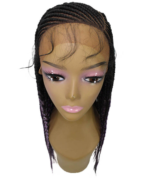 Aina Black, Violet and Lilac Blend Cornrow Swiss Braided Wig 