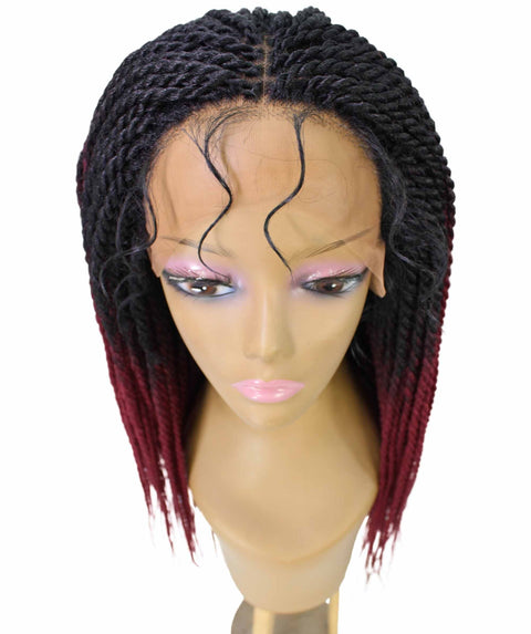 Nikkita Burgundy Ombre Twist Box Braids wig