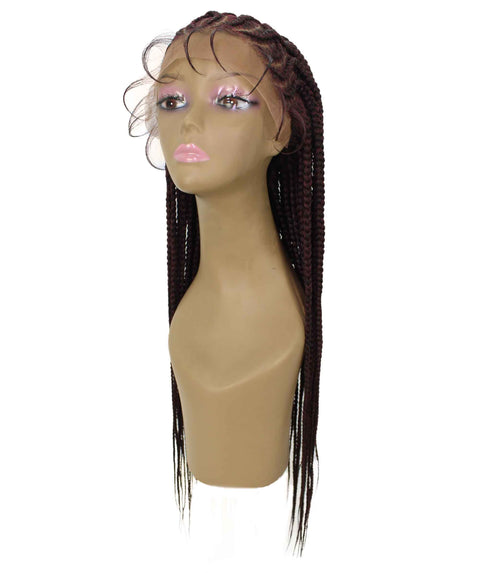 Logan Deep Red and Black Blend Cornrow Braided Wig