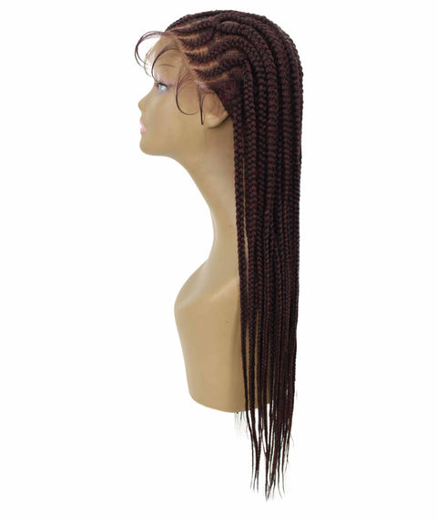 Logan Deep Red and Black Blend Cornrow Braided Wig