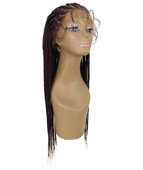 Logan Deep Red and Black Blend Cornrow Braided Wig