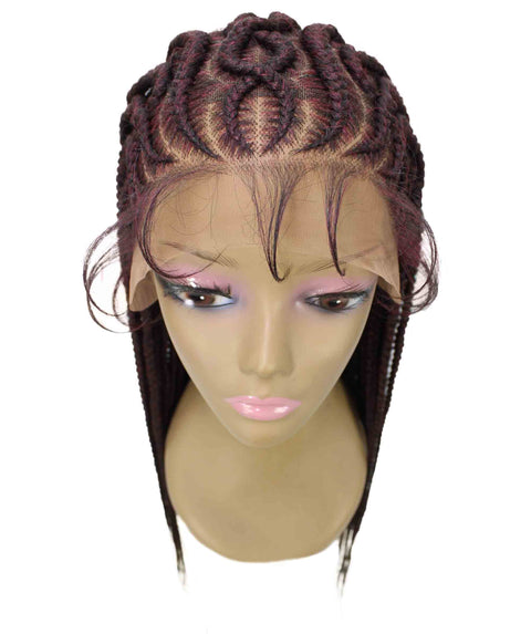 Logan Deep Red and Black Blend Cornrow Braided Wig