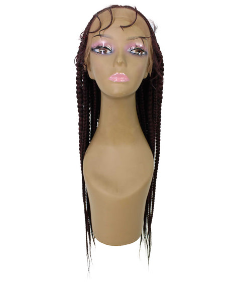 Estelita Deep Red and Black Blend Cornrow Box Braided Wig