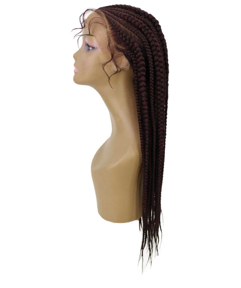 Estelita Deep Red and Black Blend Cornrow Box Braided Wig