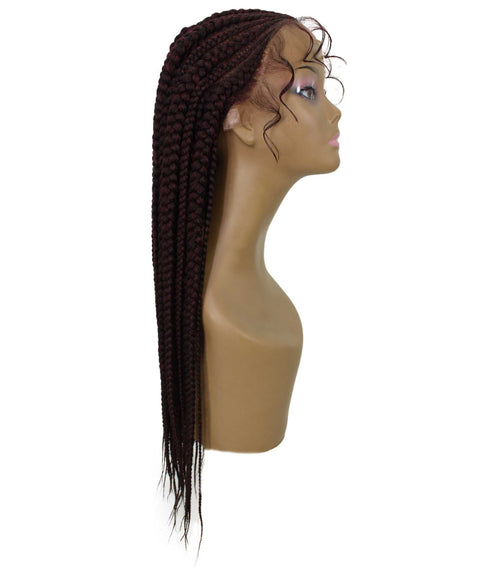 Estelita Deep Red and Black Blend Cornrow Box Braided Wig