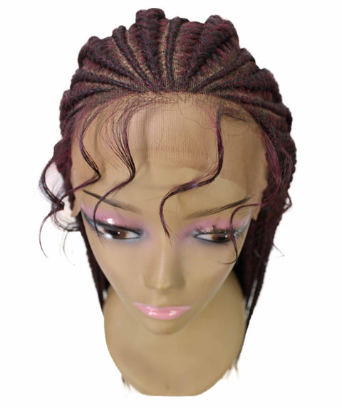 Estelita Deep Red and Black Blend Cornrow Box Braided Wig