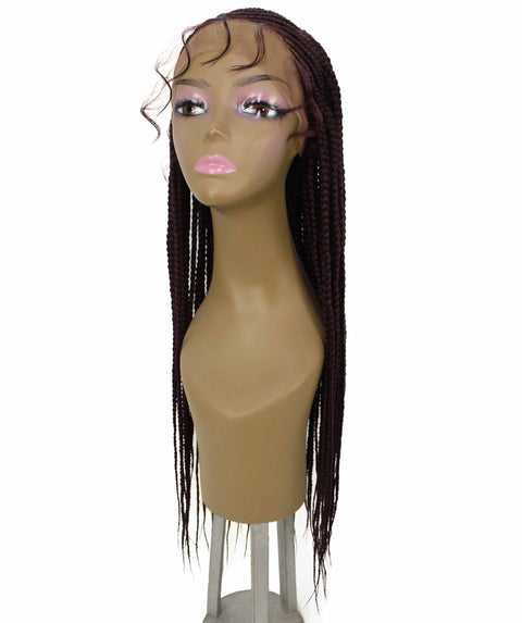 Malika Deep Red and Black Blend Cornrow Braided Wig