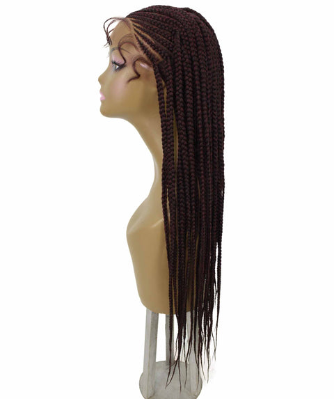 Malika Deep Red and Black Blend Cornrow Braided Wig