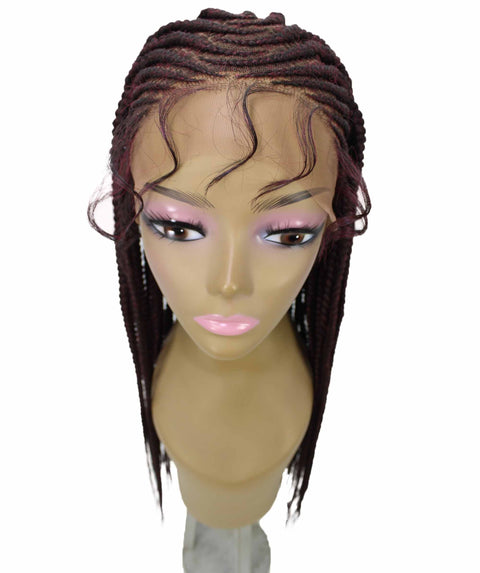 Malika Deep Red and Black Blend Cornrow Braided Wig