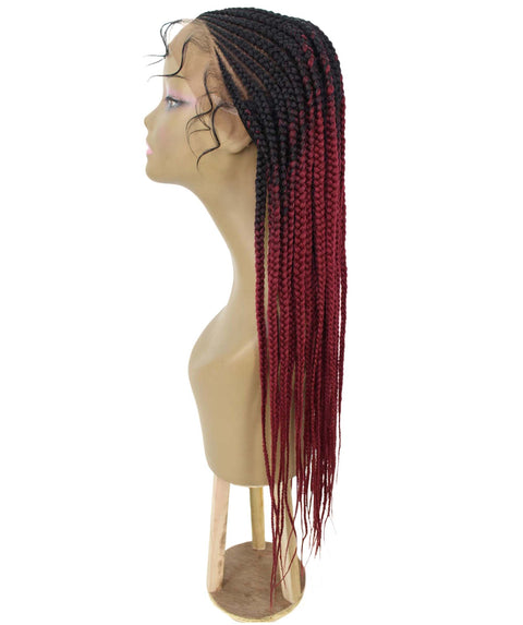 Malika Burgundy Ombre Cornrow Braided Wig