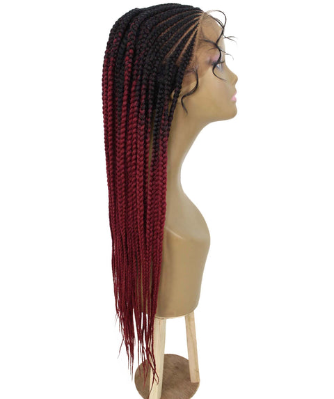Malika Burgundy Ombre Cornrow Braided Wig