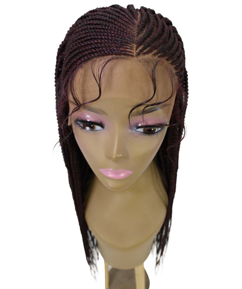 Shanelle Deep Red and Black Blend Micro Cornrow Braided Wig