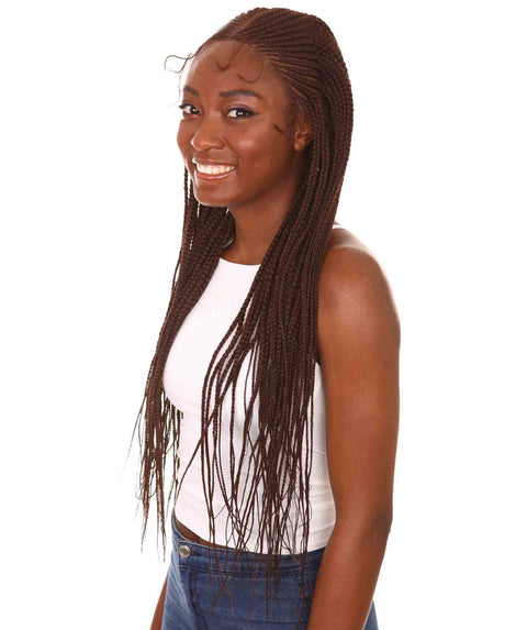 Shanelle Dark Auburn Micro Cornrow Braided Wig