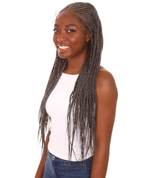 Shanelle Charcoal Grey Micro Cornrow Braided Wig