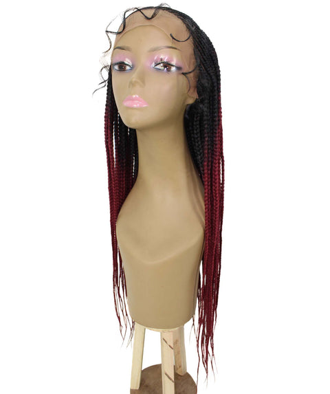 Shanelle Burgundy Ombre Micro Cornrow Braided Wig