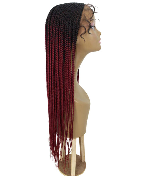 Shanelle Burgundy Ombre Micro Cornrow Braided Wig
