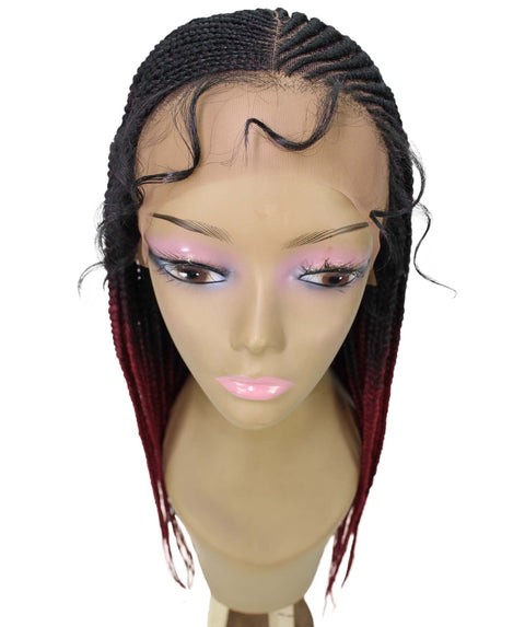 Shanelle Burgundy Ombre Micro Cornrow Braided Wig