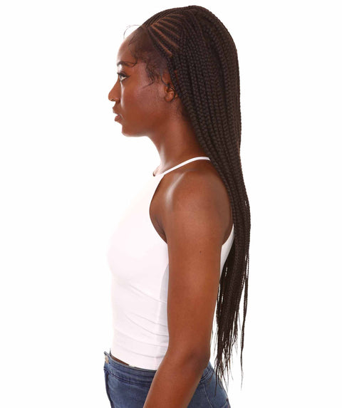 Aina Dark Brown Cornrow Swiss Braided Wig 