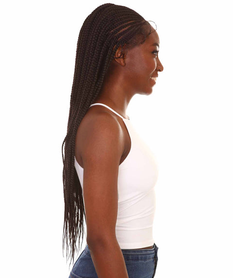 Aina Dark Brown Cornrow Swiss Braided Wig 