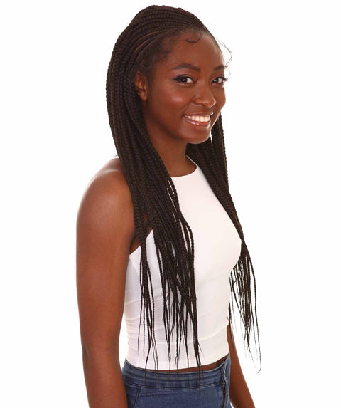 Aina Dark Brown Cornrow Swiss Braided Wig 