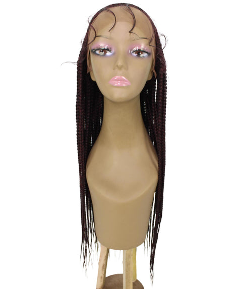 Aina Deep Red and Black Blend Cornrow Swiss Braided Wig 