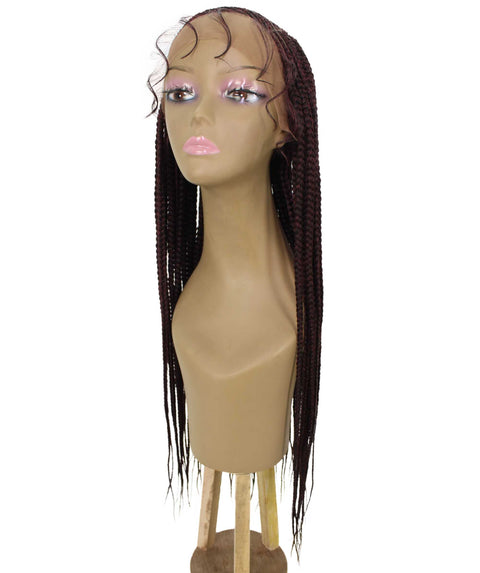 Aina Deep Red and Black Blend Cornrow Swiss Braided Wig 