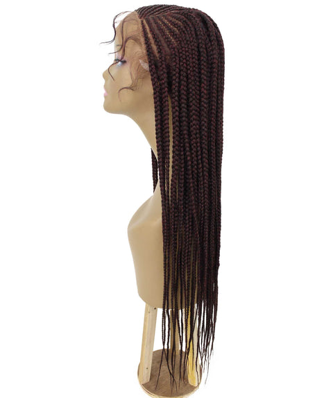 Aina Deep Red and Black Blend Cornrow Swiss Braided Wig 