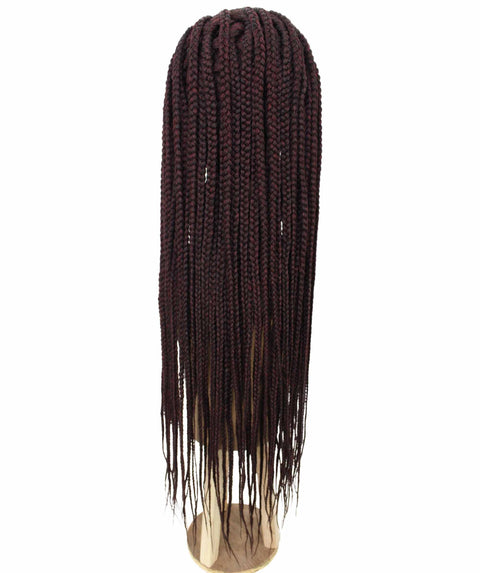 Aina Deep Red and Black Blend Cornrow Swiss Braided Wig 